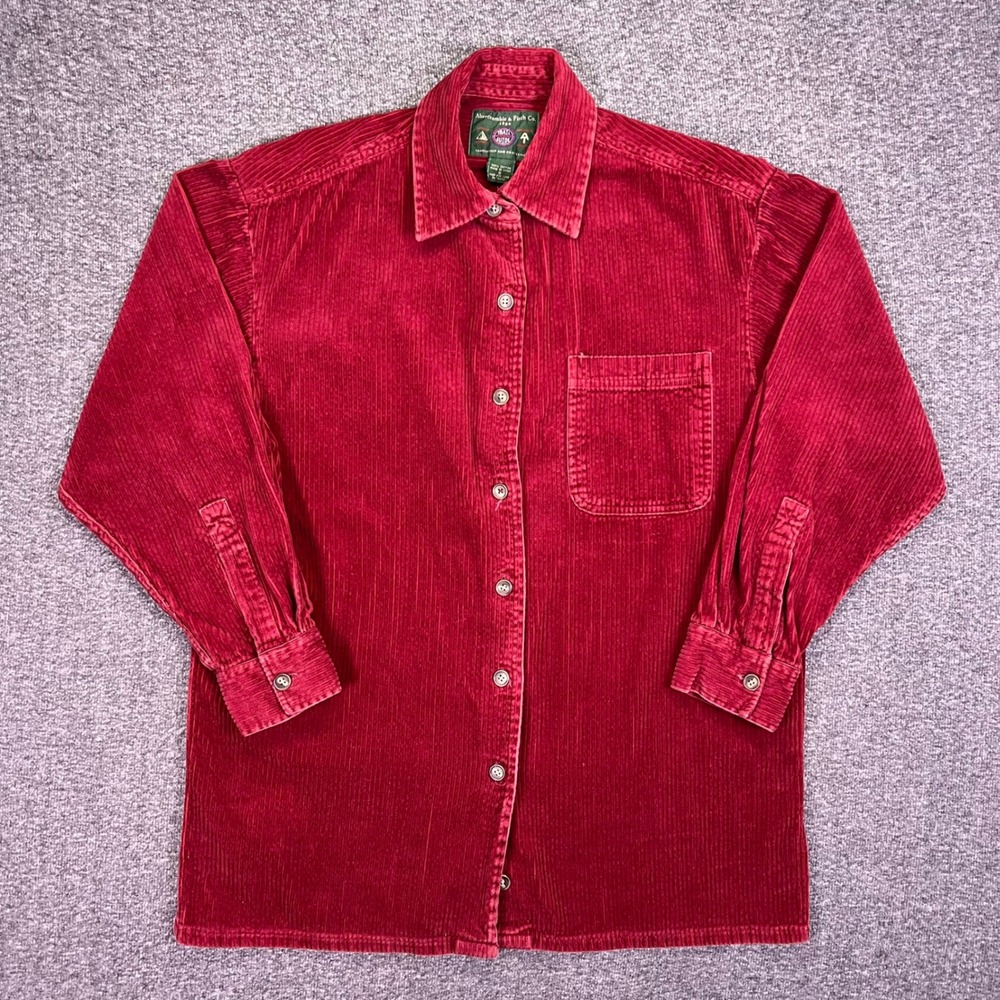 Abercrombie & Fitch Corduroy Shirt Mens S Red Trail Guide Vintage Outdoor 90s‎